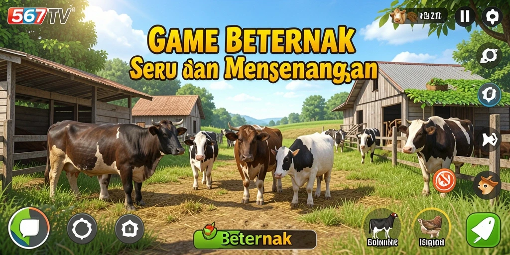 Tampilan antarmuka menarik dari game Beternak 567TV.