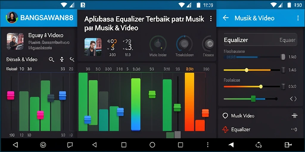 Antarmuka aplikasi BANGSAWAN88 dengan fitur Equalizer yang menarik.