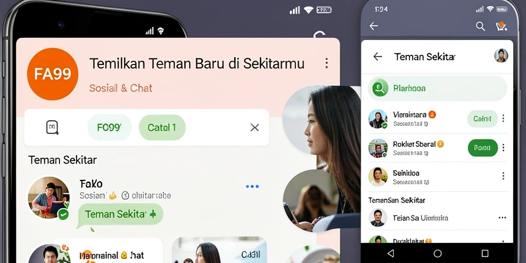 Antarmuka utama FA99 yang menarik untuk mencari teman.