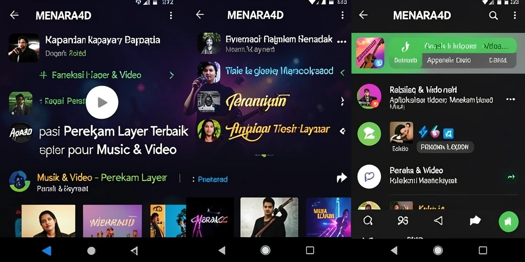 Screenshot dari antarmuka aplikasi MENARA4D yang menunjukkan fungsi perekaman layar.