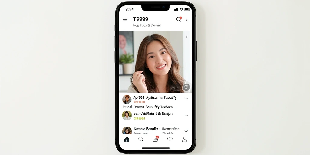 Antarmuka aplikasi T9999 untuk edit foto dengan fitur Kamera Beautify.