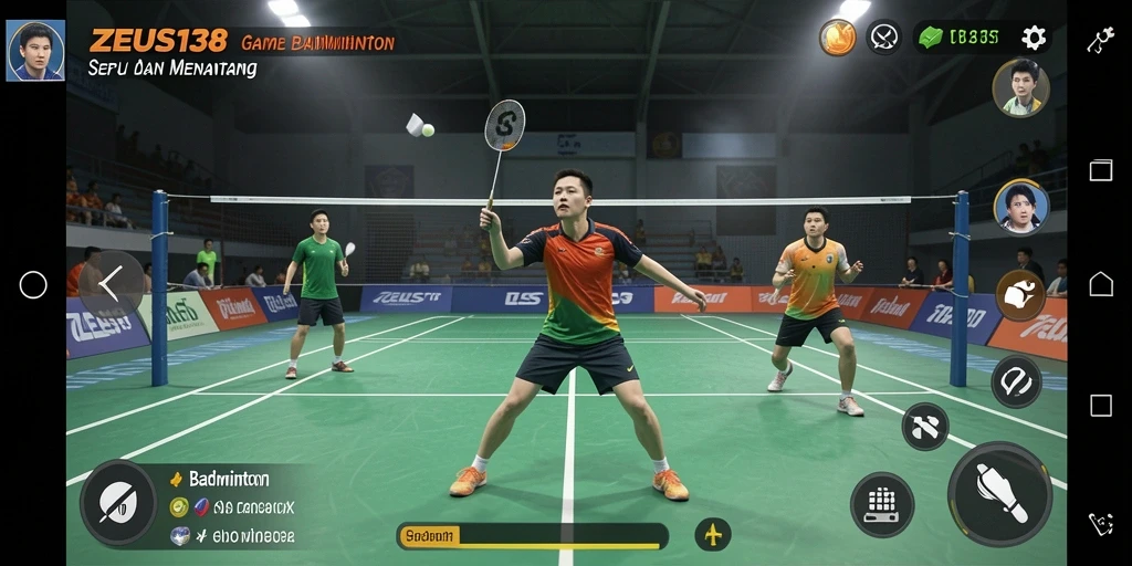 Tampilan antarmuka <strong>ZEUS138</strong> dengan fungsi permainan badminton yang menarik.